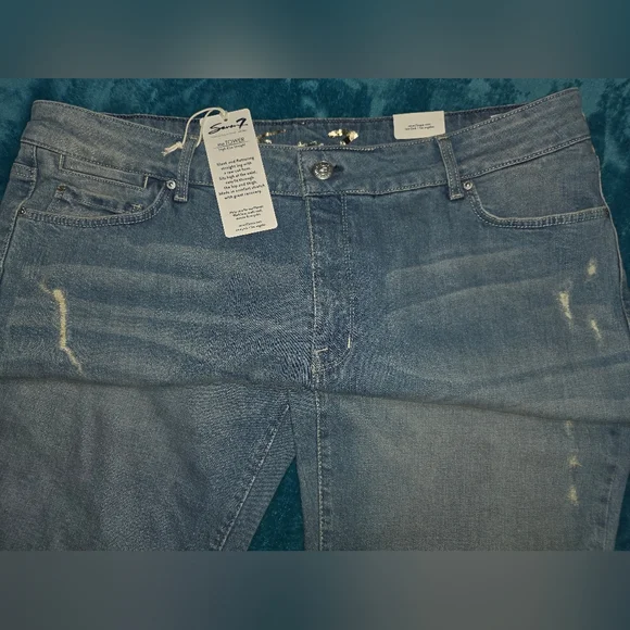 Seven7 Womens Tower Distressed Jeans, Lt-Med Wash, Size 20W - Picture 4 of 6